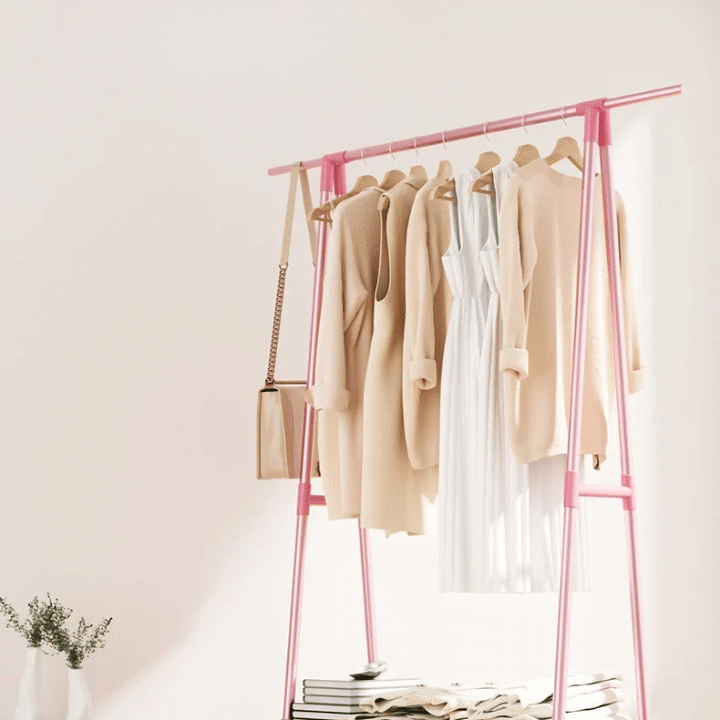 Portant Effet Bois Rose avec Deux Niveaux sur Roulettes