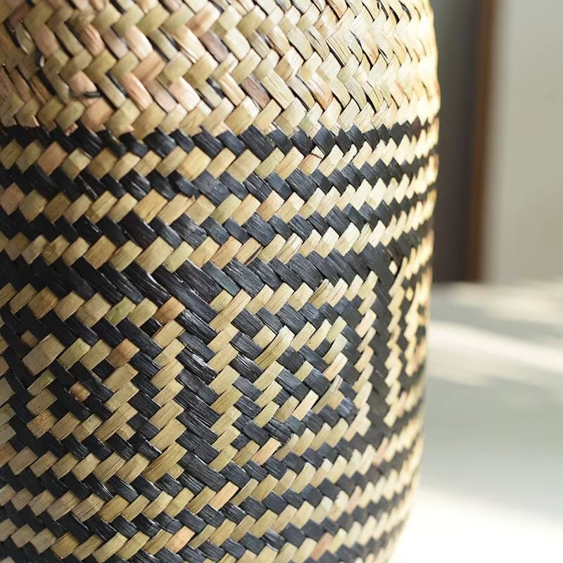 Pot de Fleur en Rotin à Motifs Géométriques