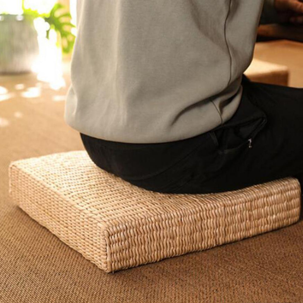 Pouf carré en rotin