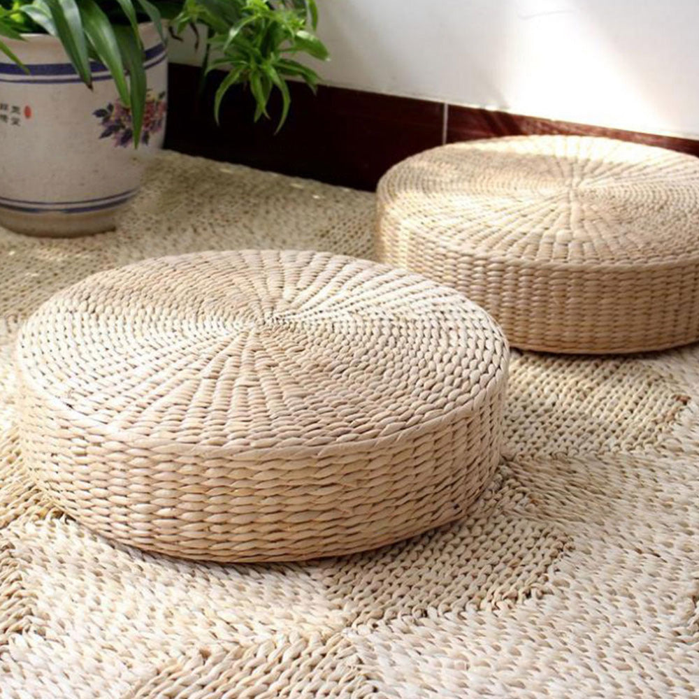 Pouf circulaire en rotin