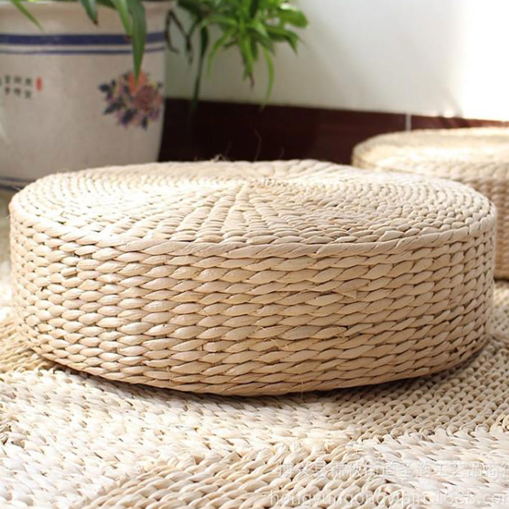 Pouf circulaire en rotin