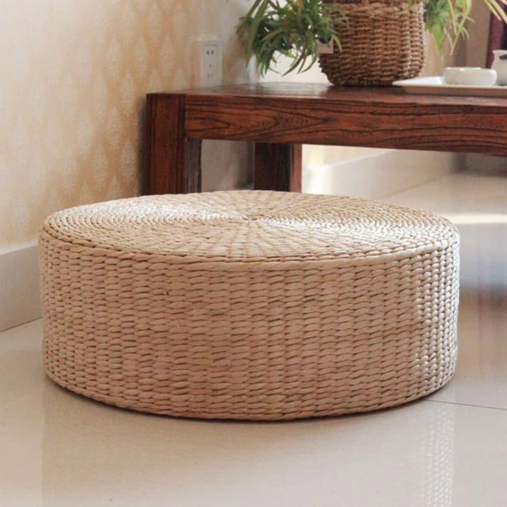 Pouf circulaire en rotin
