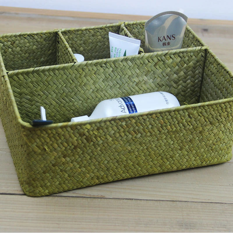 Rangement en rotin avec 4 compartiments