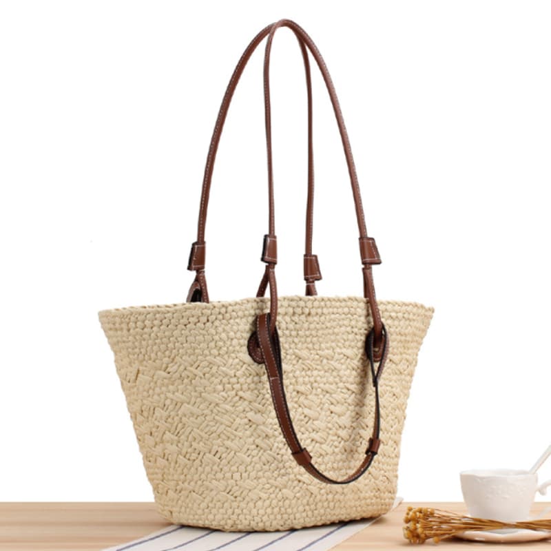 Sac à main, à bandoulière, en paille tissé à la main pour femmes
