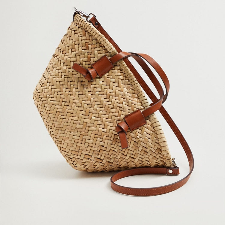 Sac à main d’été à grande capacité, tissé en paille pour femmes