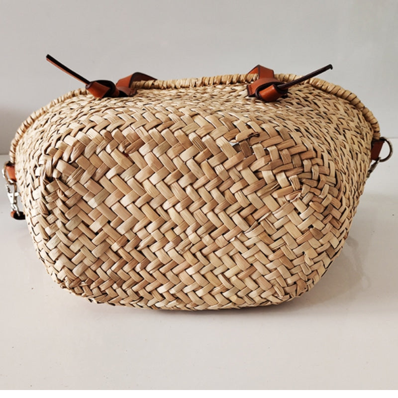 Sac à main d’été à grande capacité, tissé en paille pour femmes