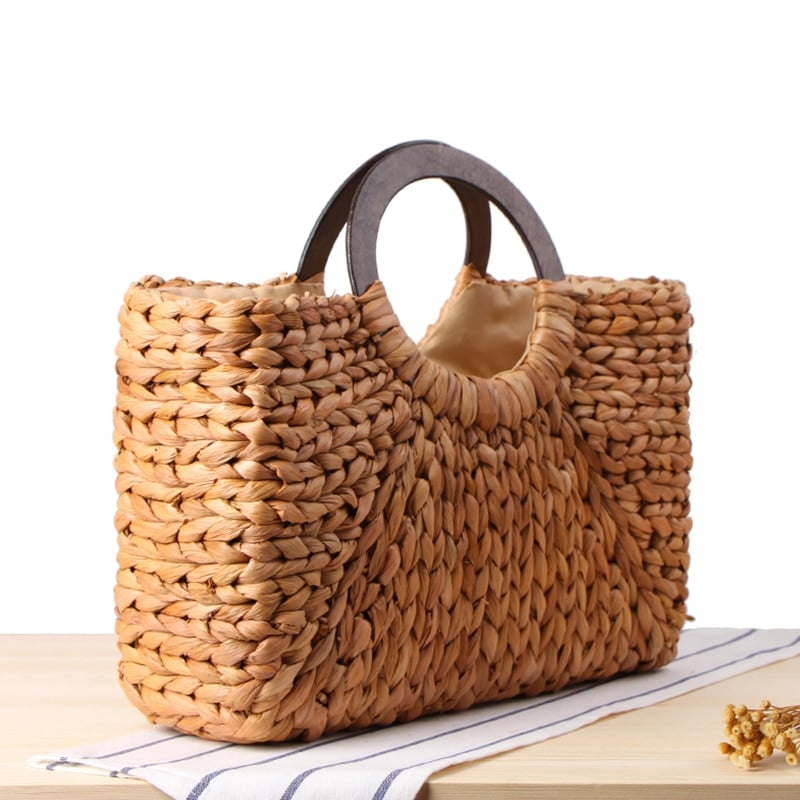 Sac de plage d’été en rotin fait à la main pour femmes