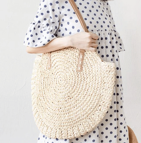 Sac de plage tissé beige