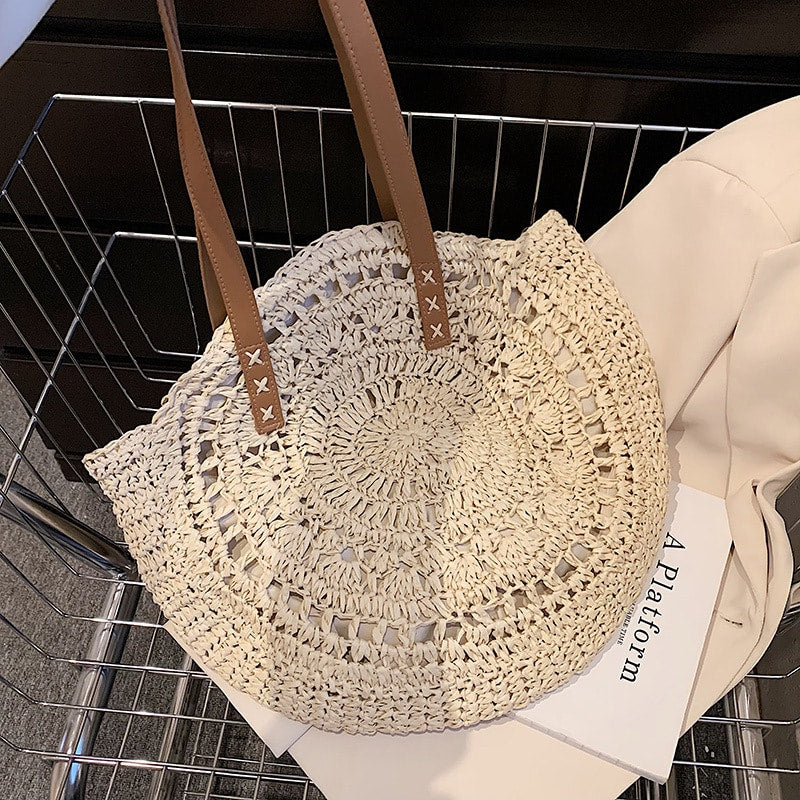 Sac de plage tissé beige
