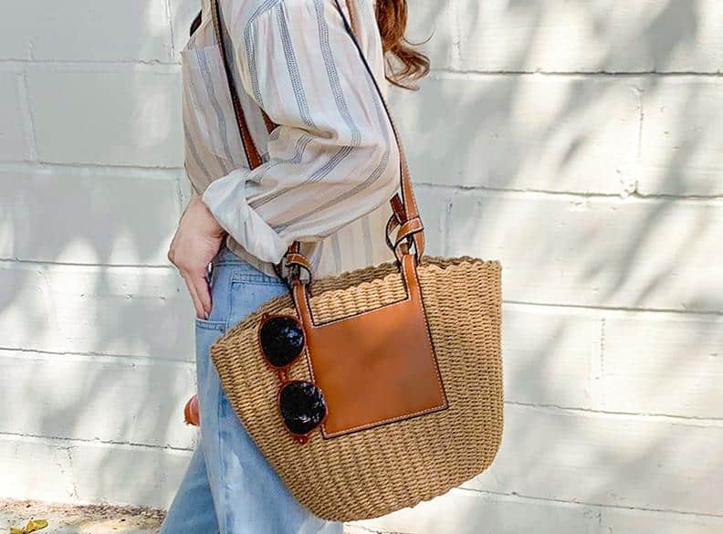 Sac en paille à bandoulière, grande capacité pour femmes