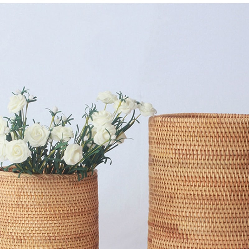 Seau de rangement en rotin tissé