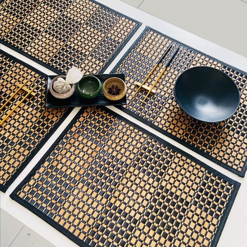Set de Table Bambou Antidérapant à Carreaux