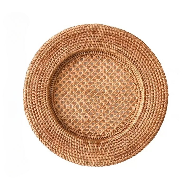 Set de Table Effet Rotin en Forme d’Assiette en Bois