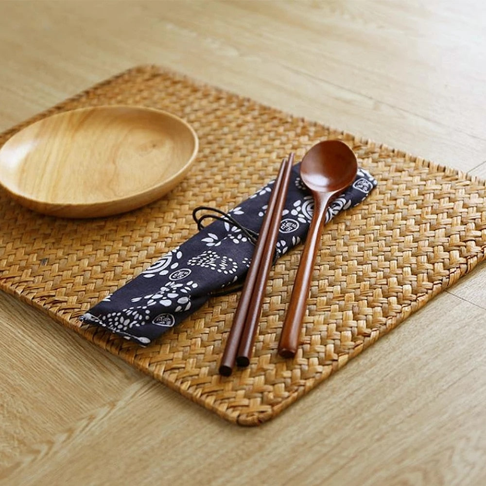 Set de Table Effet Rotin Rectangulaire en Jonc de Mer