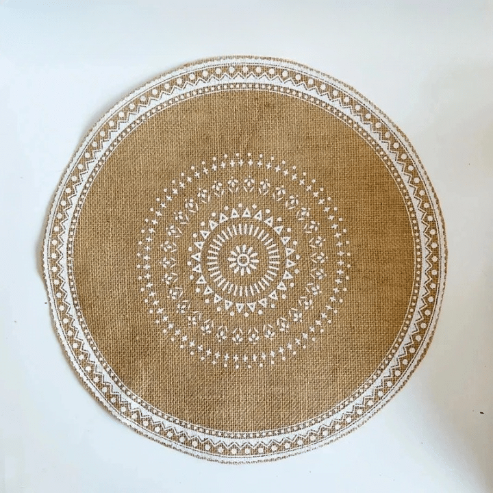 Set de Table Effet Rotin Rond de Style Bohème en Jute