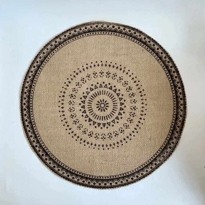 Set de Table Effet Rotin Rond de Style Bohème en Jute