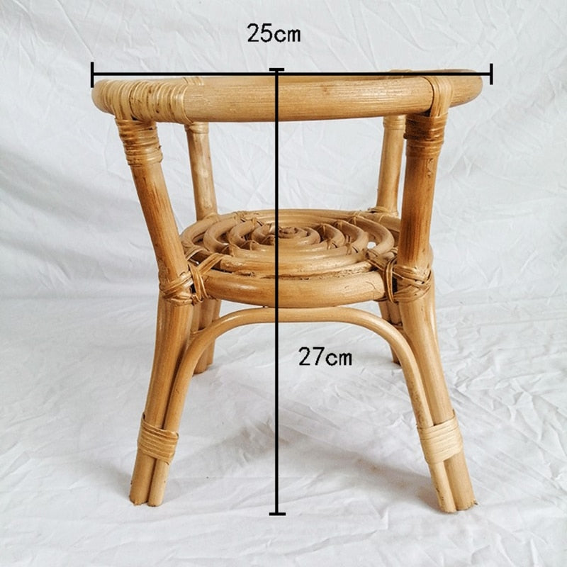 Support porte plante en rotin naturel