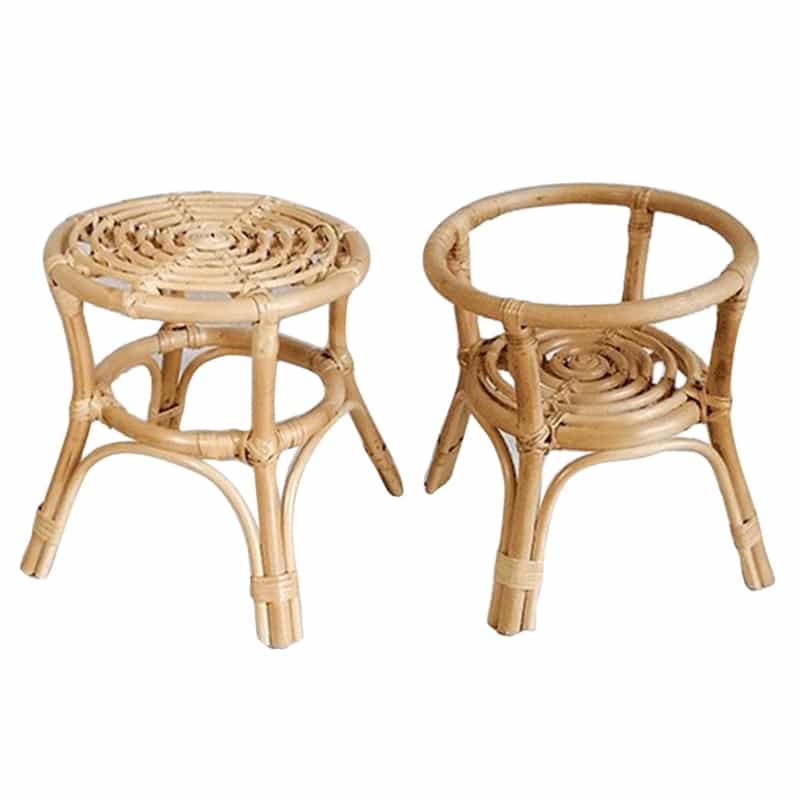 Support porte plante en rotin naturel