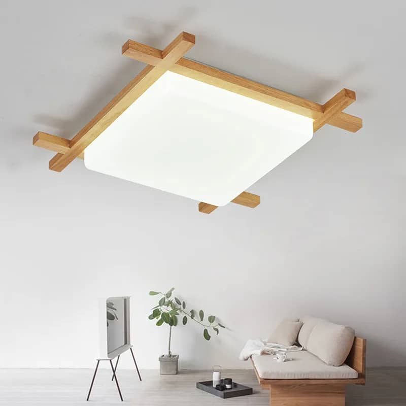 Suspension Bois Carrée Décorative et Élégante
