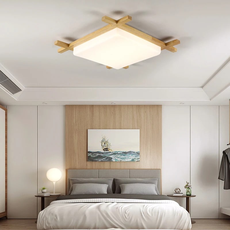 Suspension Bois Carrée Décorative et Élégante