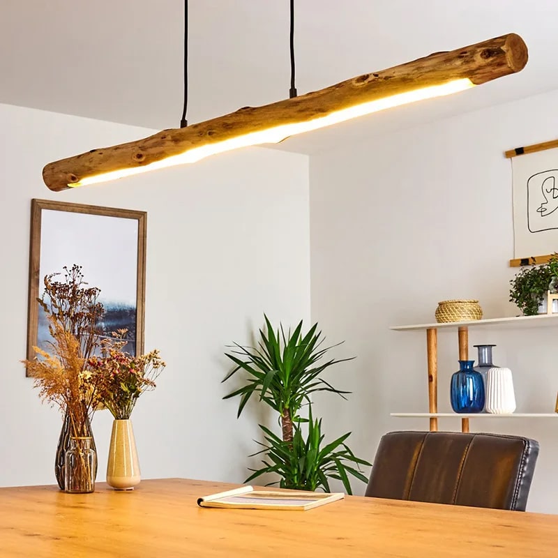 Suspension Bois Flotté en Forme de Rondin à LED