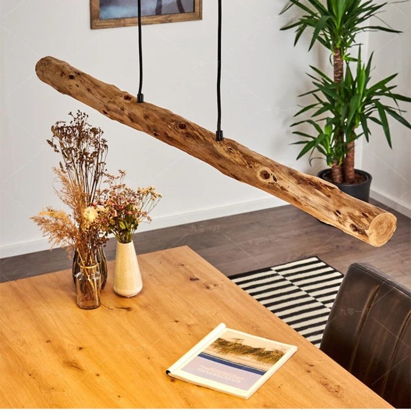 Suspension Bois Flotté en Forme de Rondin à LED