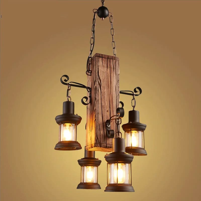 Suspension Bois Flotté de Style Vintage Industriel