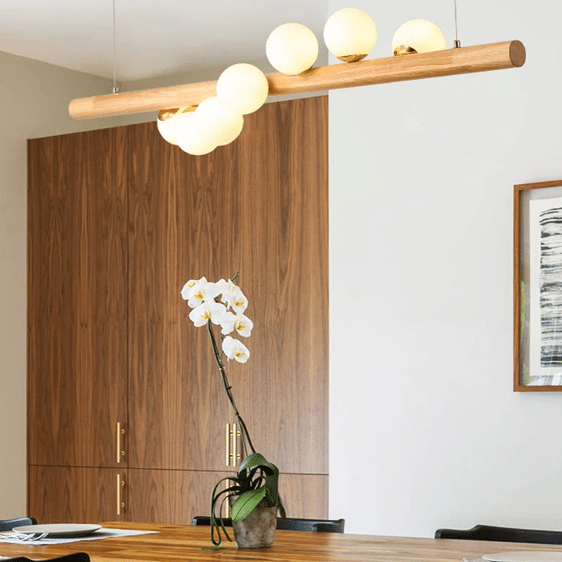 Suspension Bois LED au Design Artistique Moderne