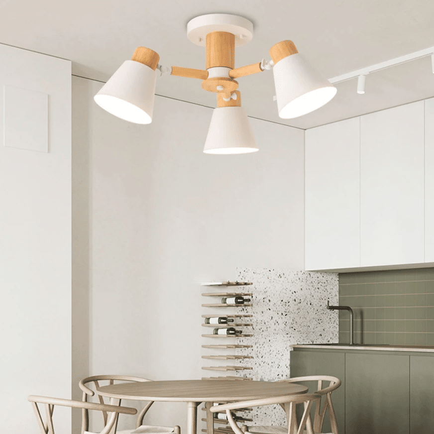 Suspension Bois LED au Design Nordique à Trois Têtes