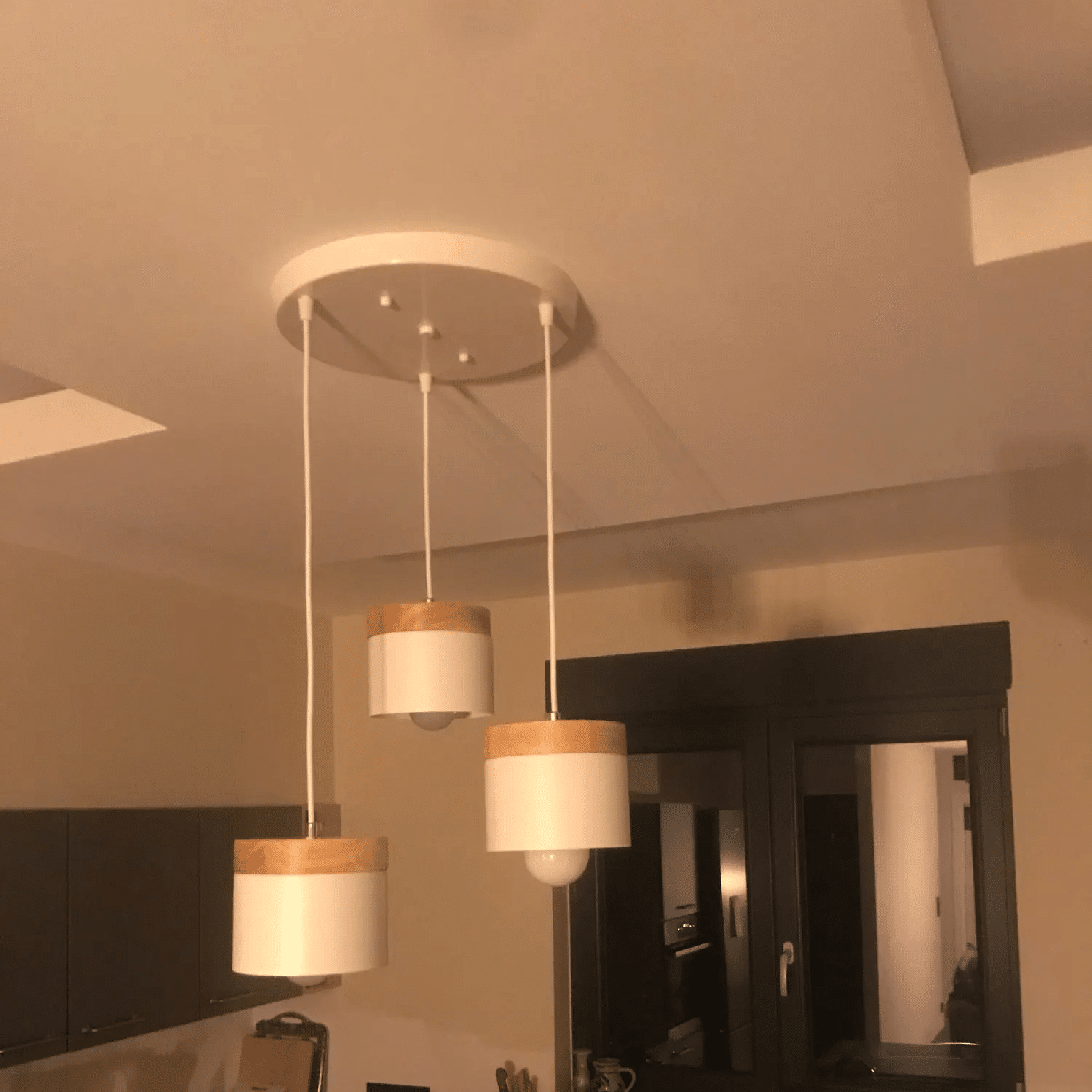 Suspension Bois LED et Moderne avec Aluminium