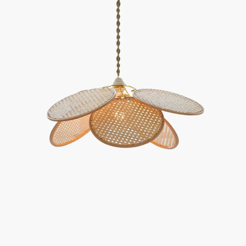 Suspension rotin cannage forme fleur pétales naturel | Floria