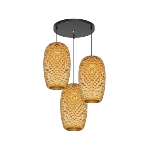Suspension en rotin en forme d’olive