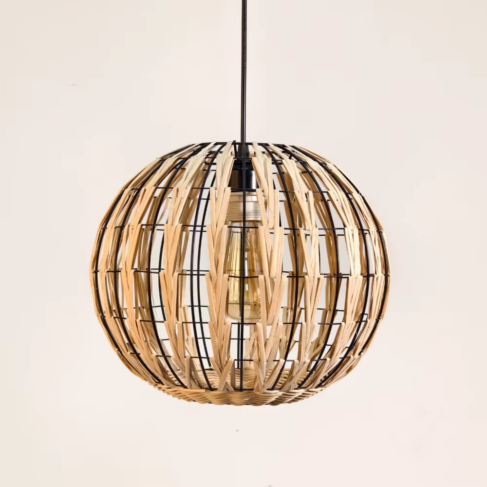 Suspension Rotin Cage Rustique