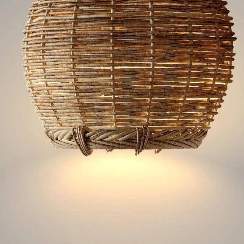 Suspension rotin boule tressée naturel rustique | Wova