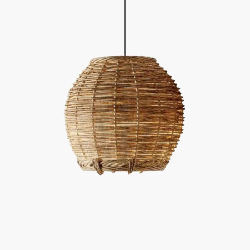 Suspension rotin boule tressée naturel rustique | Wova