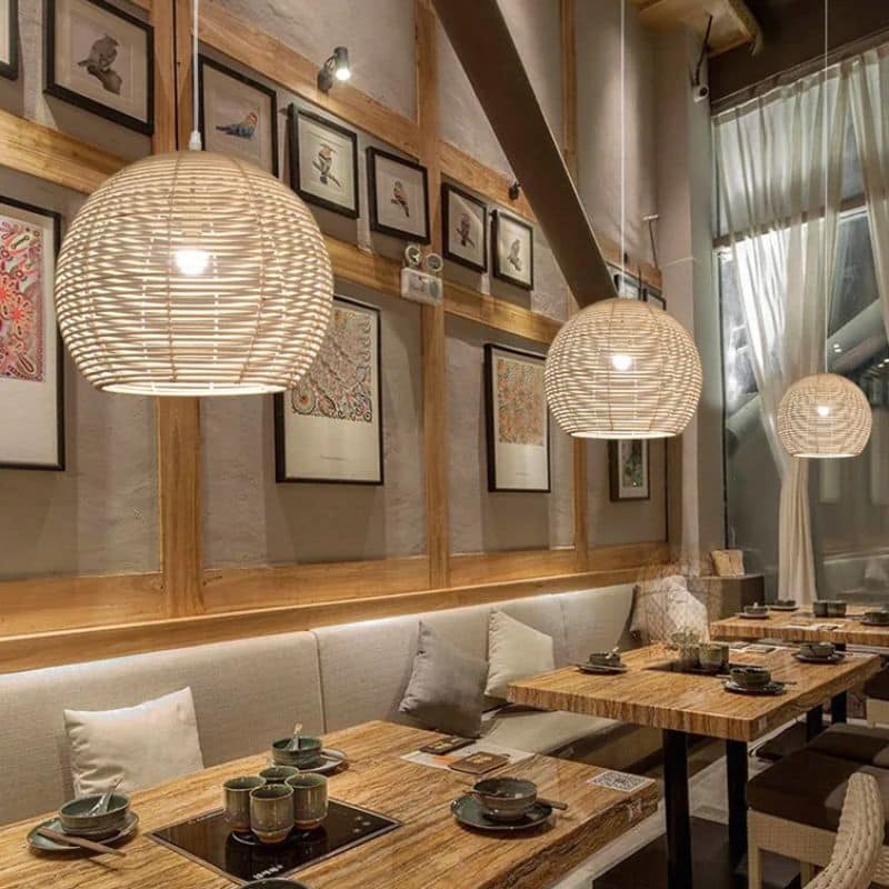 Suspension Rotin LED Chic au Style Chinois