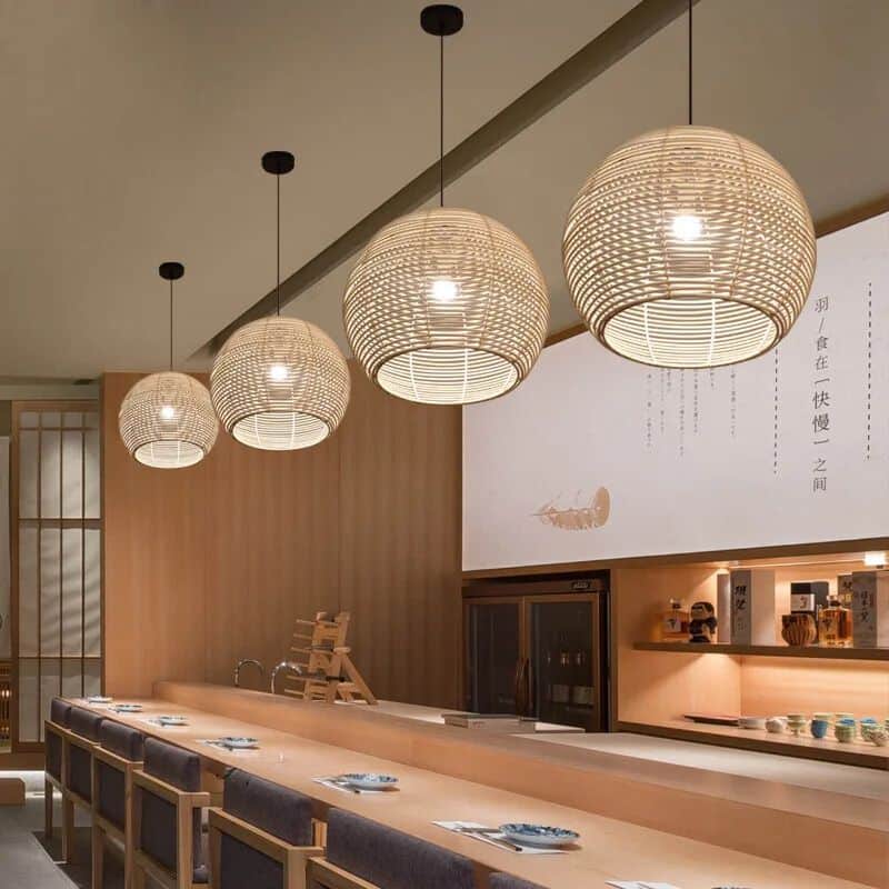 Suspension Rotin LED Chic au Style Chinois