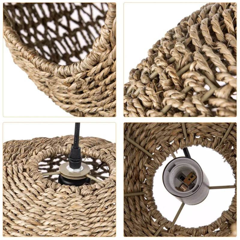 Suspension rotin boule aplatie tressée naturel | Ovea