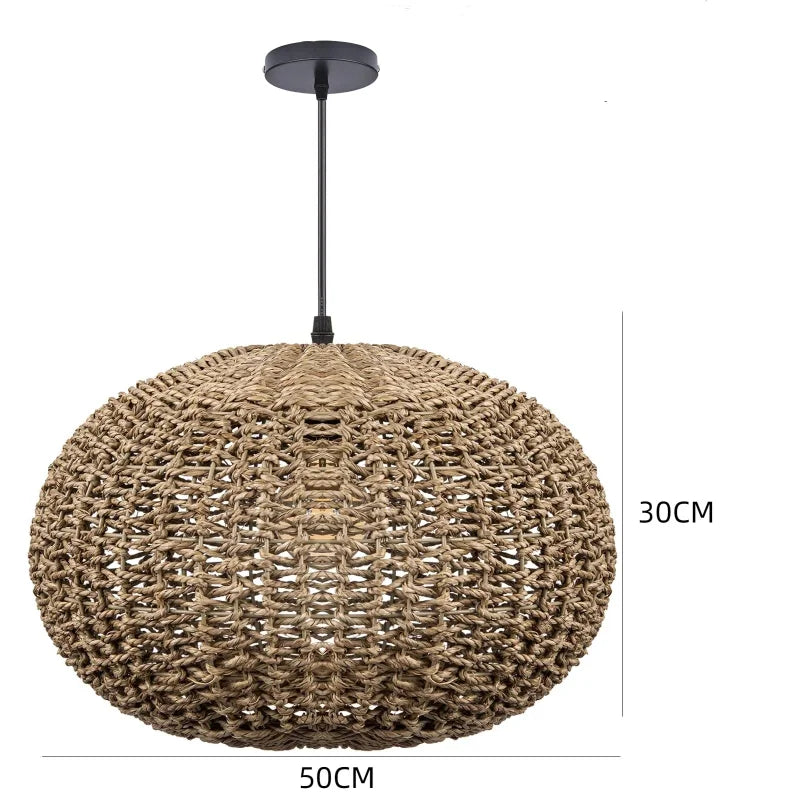 Suspension rotin boule aplatie tressée naturel | Ovea