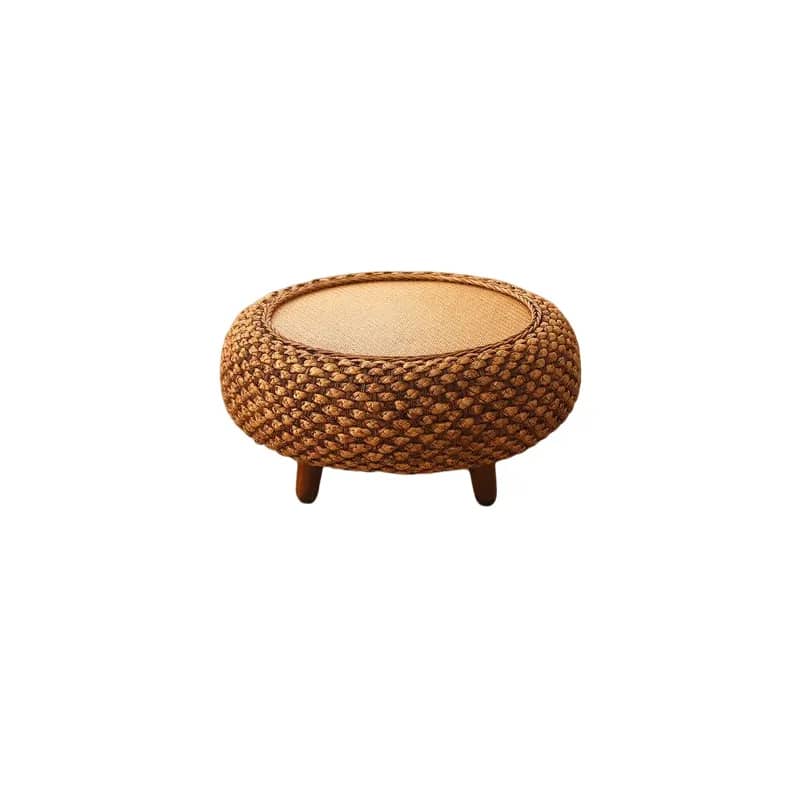 Table Basse en Osier Ronde sur Pieds