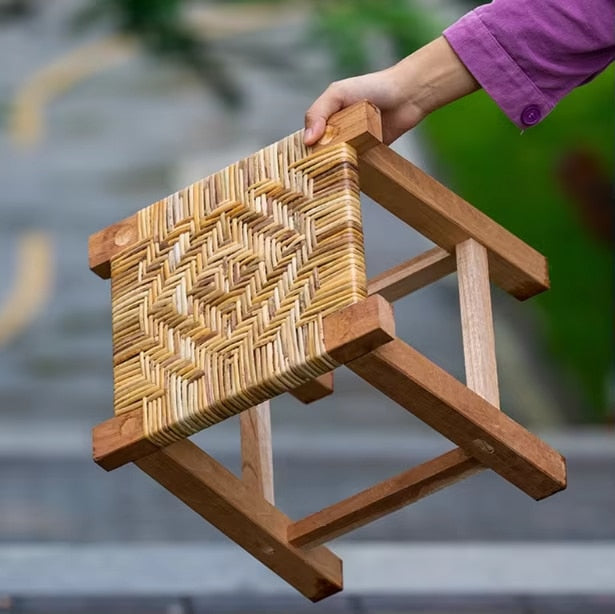 Tabouret Osier Carré et Artisanal