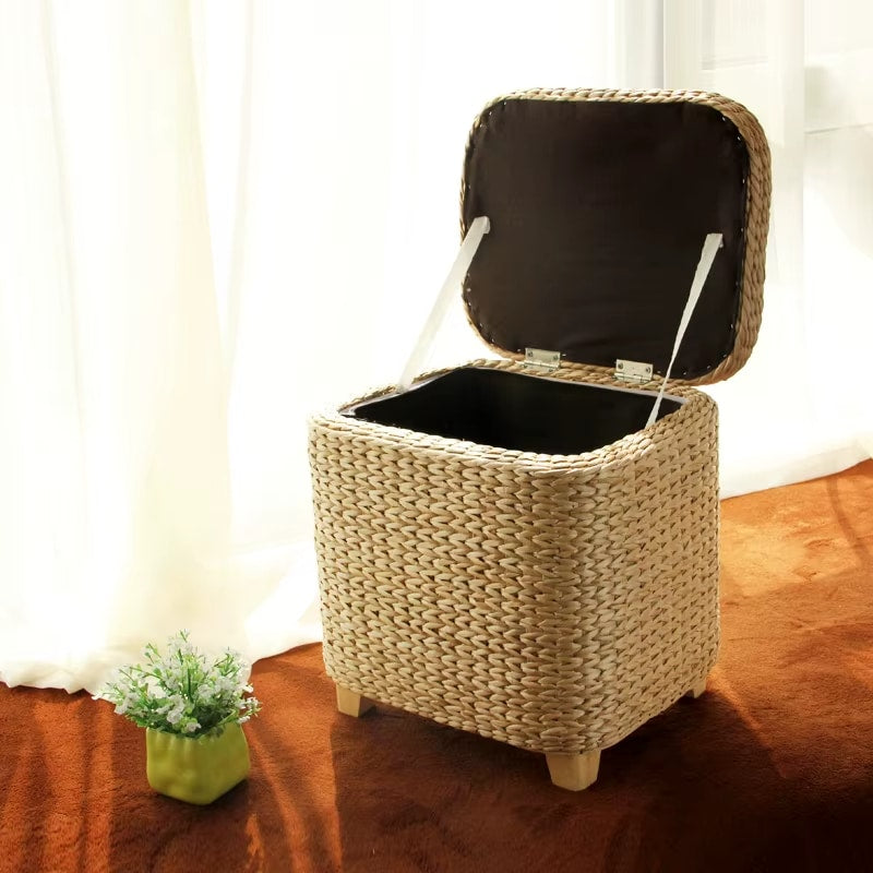 Tabouret Osier Minimaliste avec Rangement