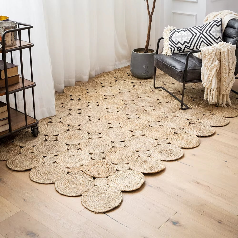 Tapis Effet Osier Artisanal de Grande Taille