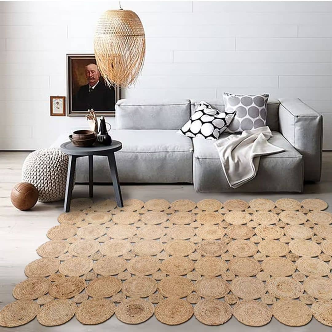 Tapis Effet Osier Artisanal de Grande Taille