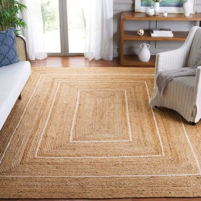 Tapis Effet Osier Rectangulaire et Moderne