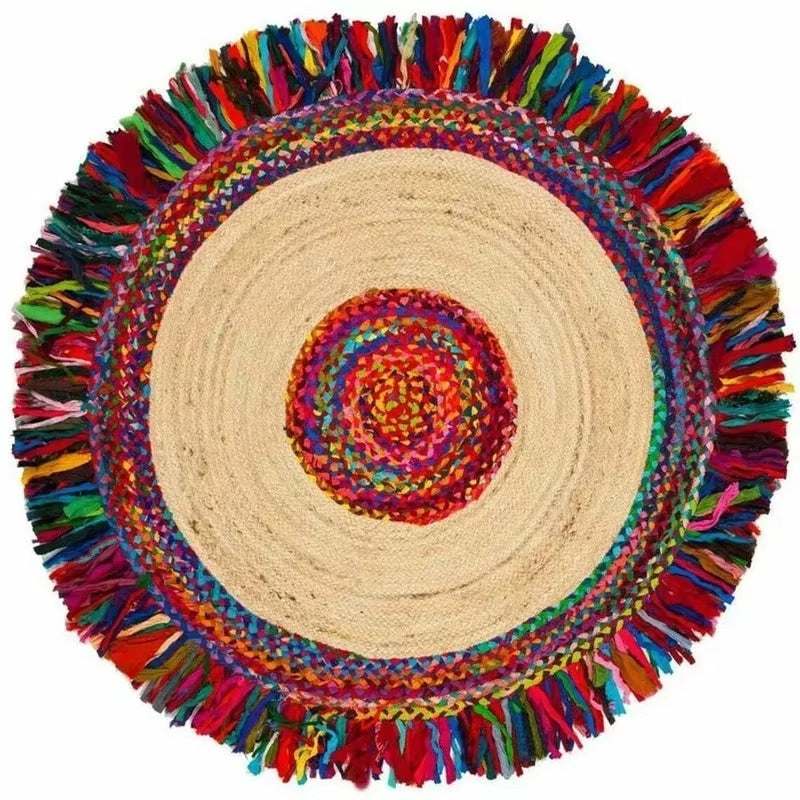 Tapis Effet Osier Réversible de Style Bohème