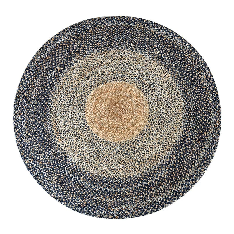 Tapis Effet Osier Rond au Design Japonais