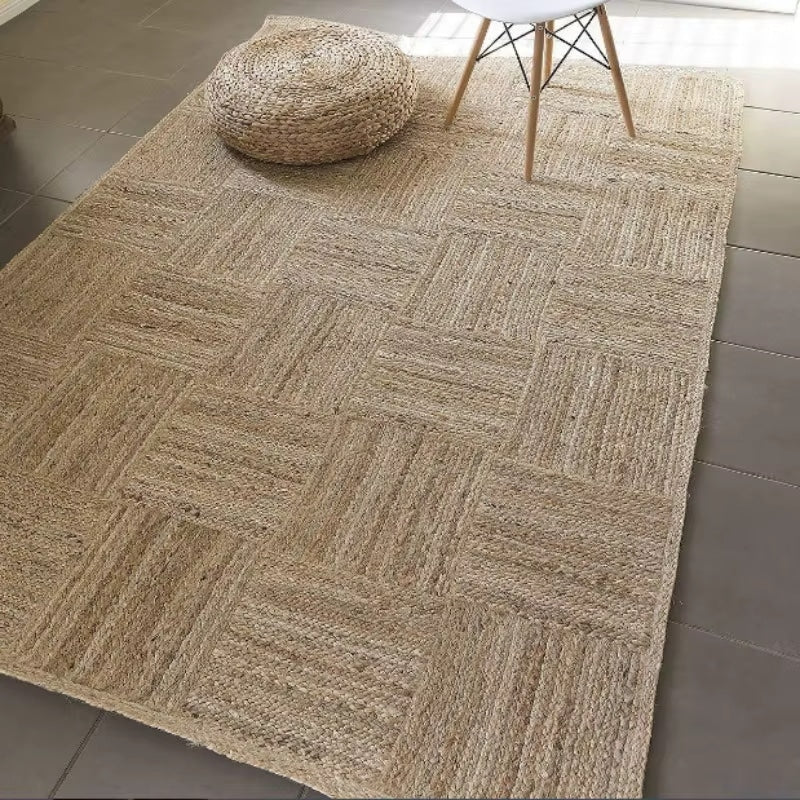 Tapis Effet Osier Rustique à Rayures