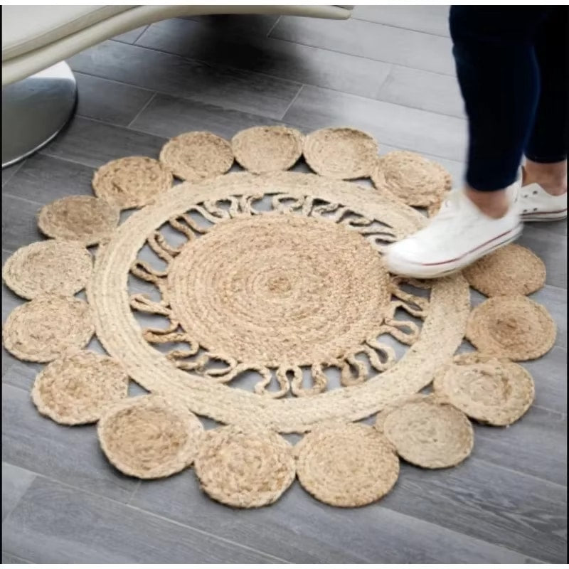 Tapis Effet Osier de Style Tibétain