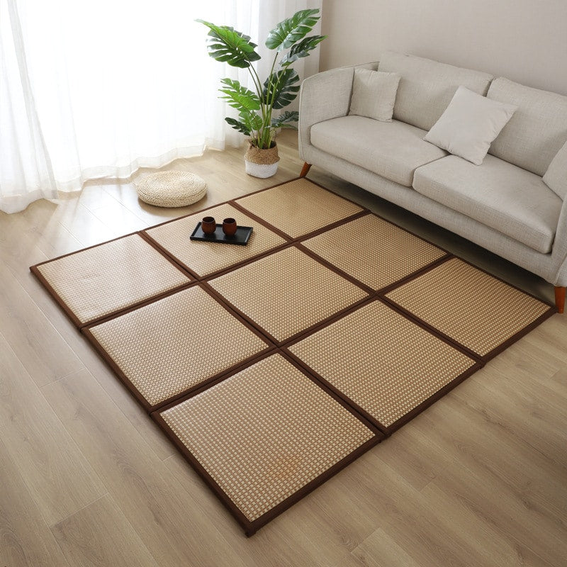Tapis pliant épais en rotin japonais
